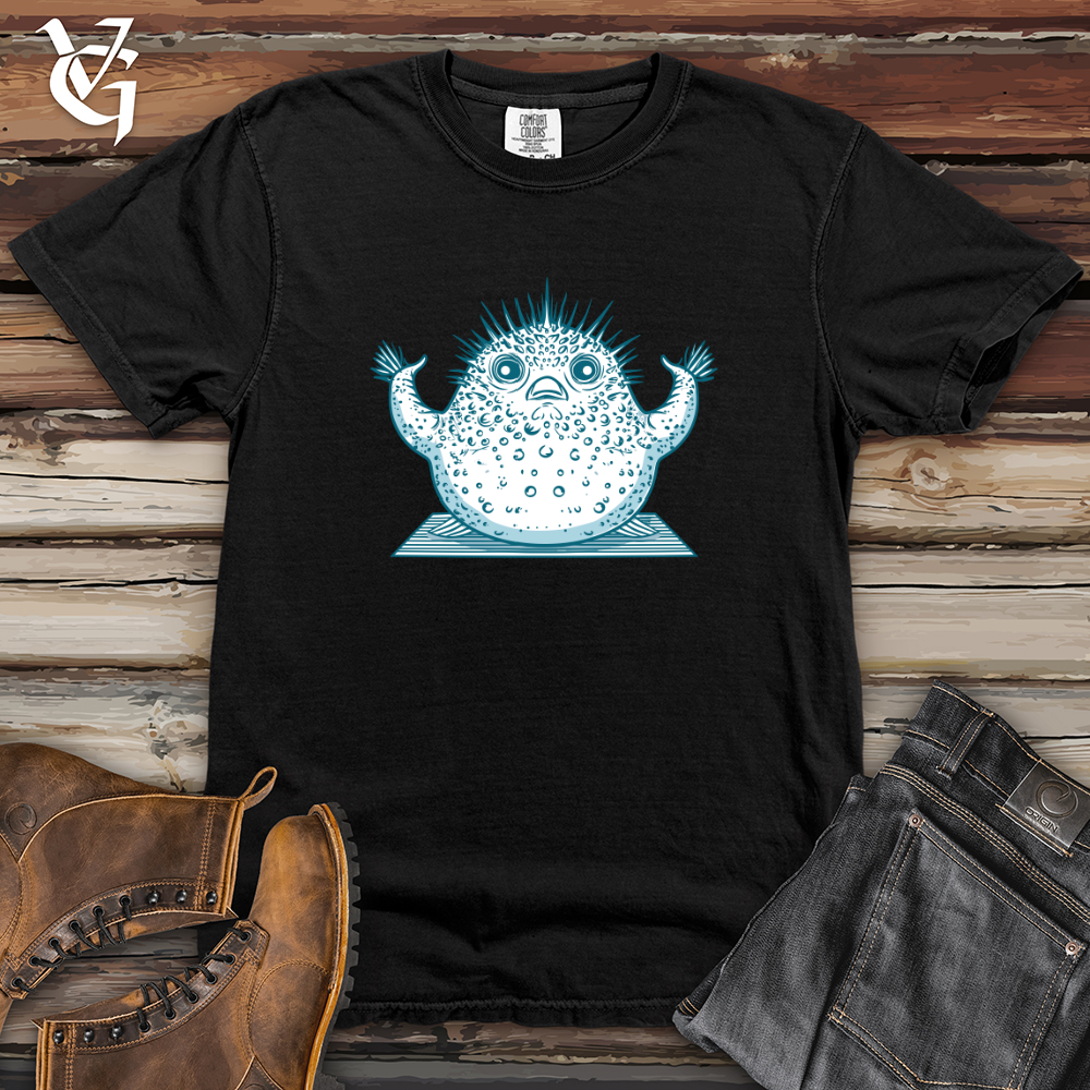 Viking Goods Pufferfish Yoga Pose Heavy Cotton Comfort Colors Tee Black / L