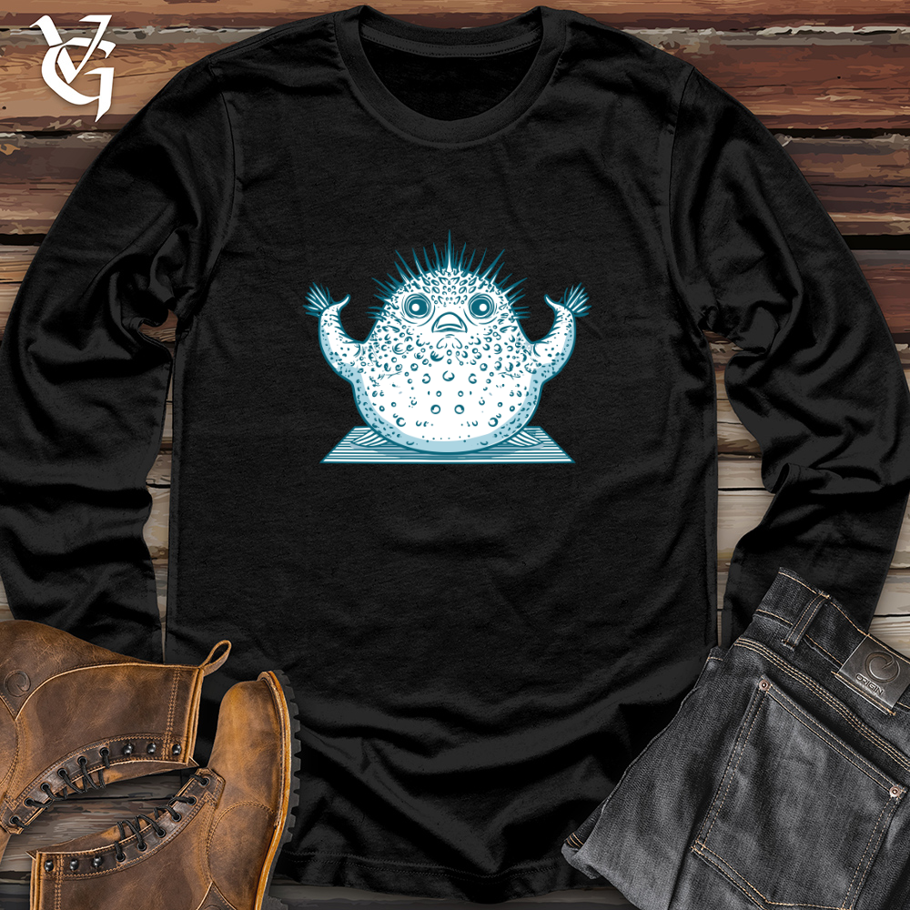 Viking Goods Pufferfish Yoga Pose Long Sleeve Black / L