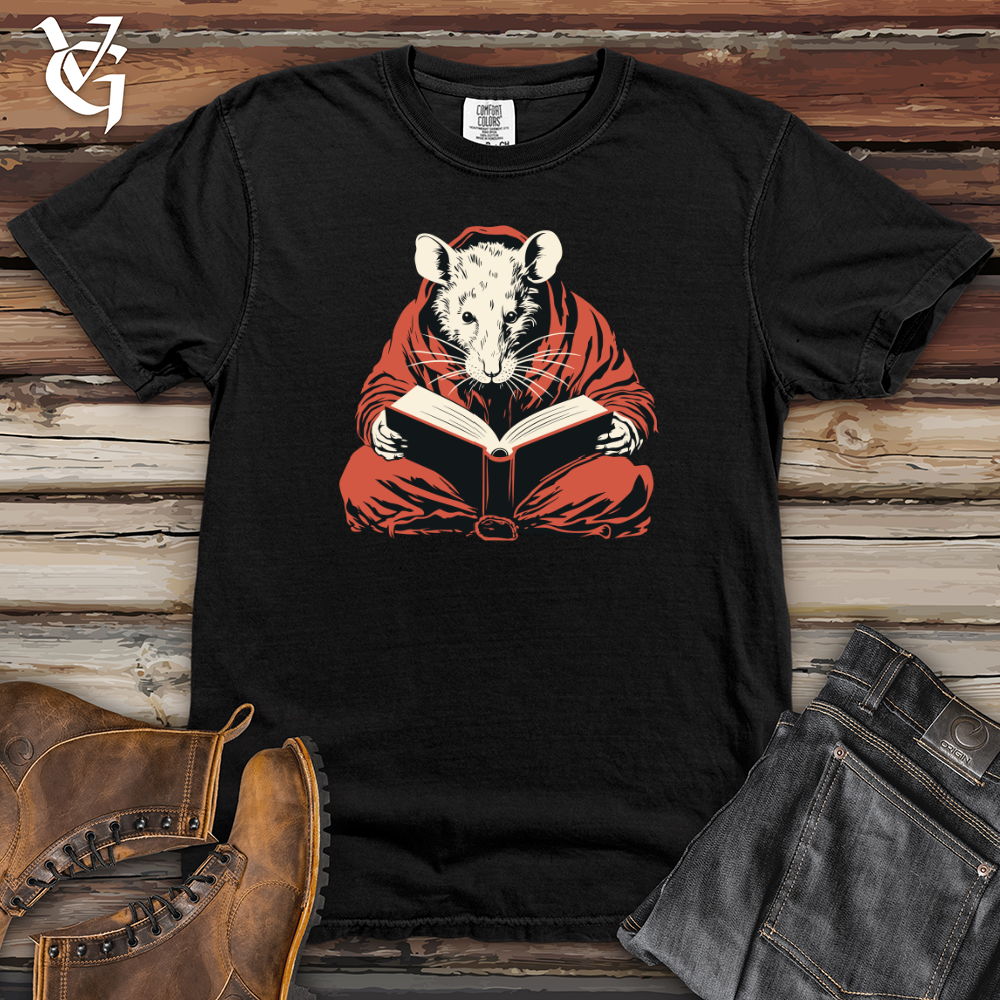 Viking Goods Rat Reading Book Heavy Cotton Comfort Colors Tee Black / L