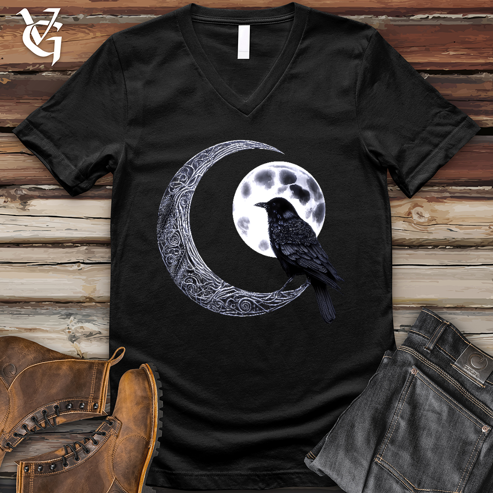 Viking Goods Raven & Moon Negotiations V- Neck Tee Black / L