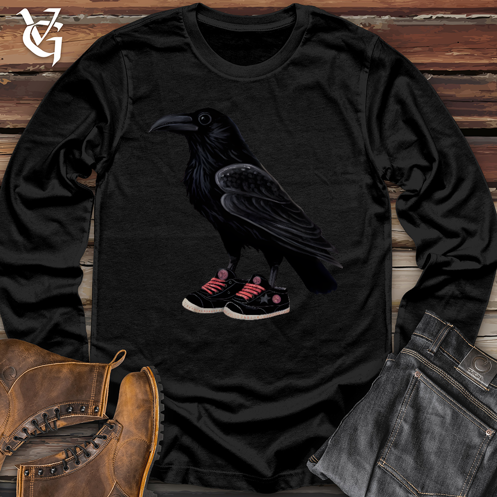 Viking Goods Raven Wearing Sneakers Long Sleeve Black / L