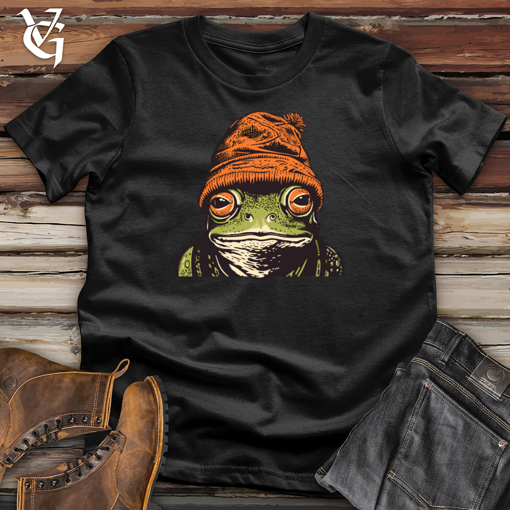 Viking Goods Retro Beanie Frog Softstyle Tee Black / L