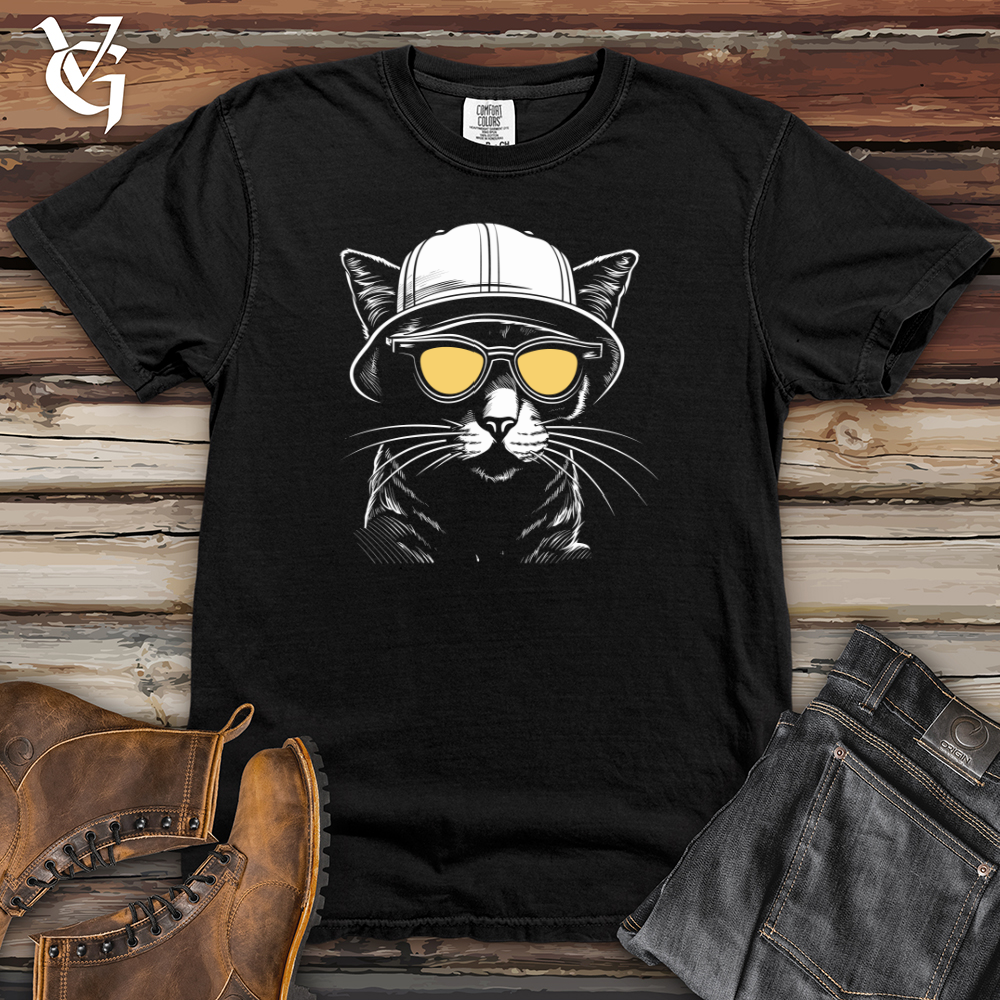 Viking Goods Retro Cap & Shades Cat Heavy Cotton Comfort Colors Tee Black / L