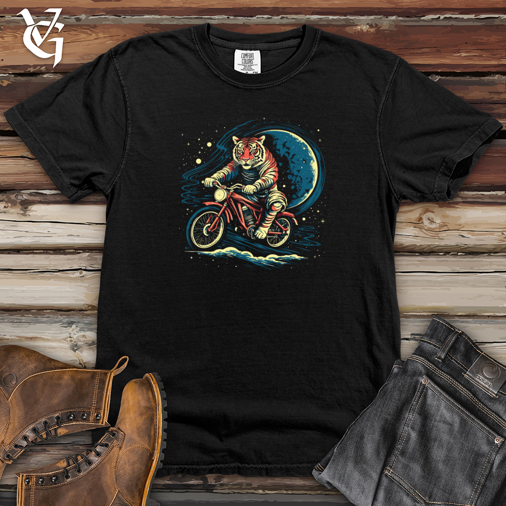Viking Goods Retro Cosmic Bicycle Tiger Heavy Cotton Comfort Colors Tee Black / L