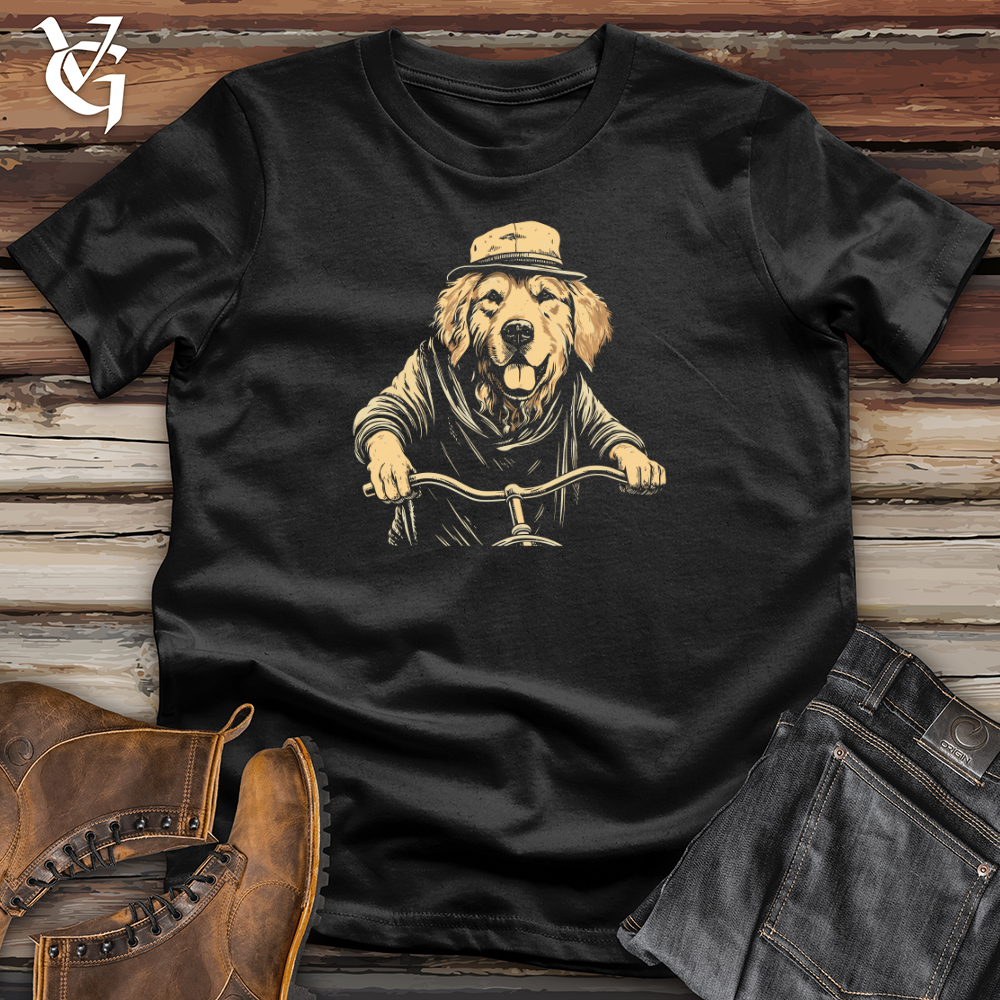 Viking Goods Retro Cruiser Golden Retriever Softstyle Tee Black / L