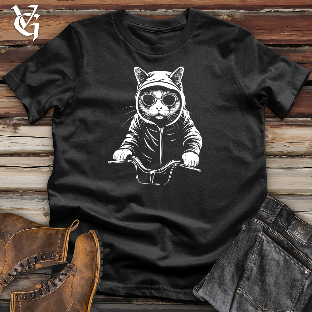 Viking Goods Retro Cycle Cat Cotton Tee Black / L