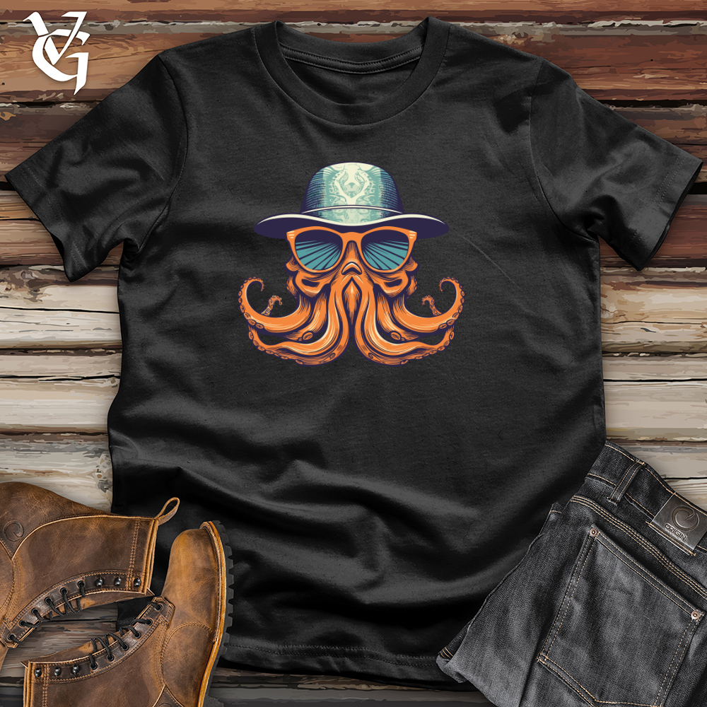 Viking Goods Retro Fedora Octopus Cotton Tee Black / L