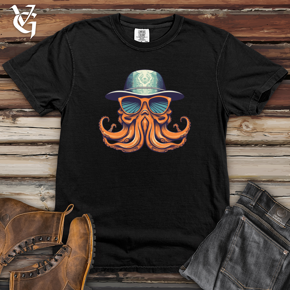 Viking Goods Retro Fedora Octopus Heavy Cotton Comfort Colors Tee Black / L