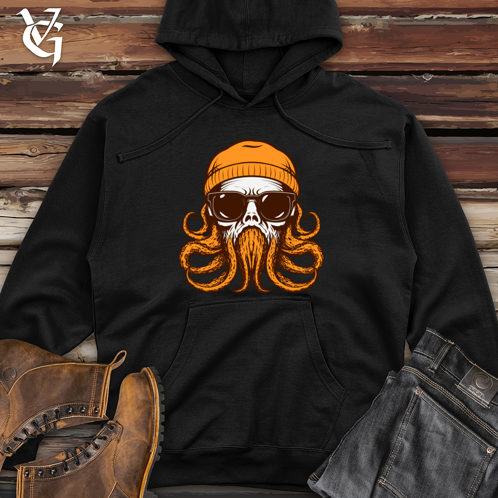 Viking Goods Retro Headed Cephalopod Midweight Hooded Sweatshirt Black / L