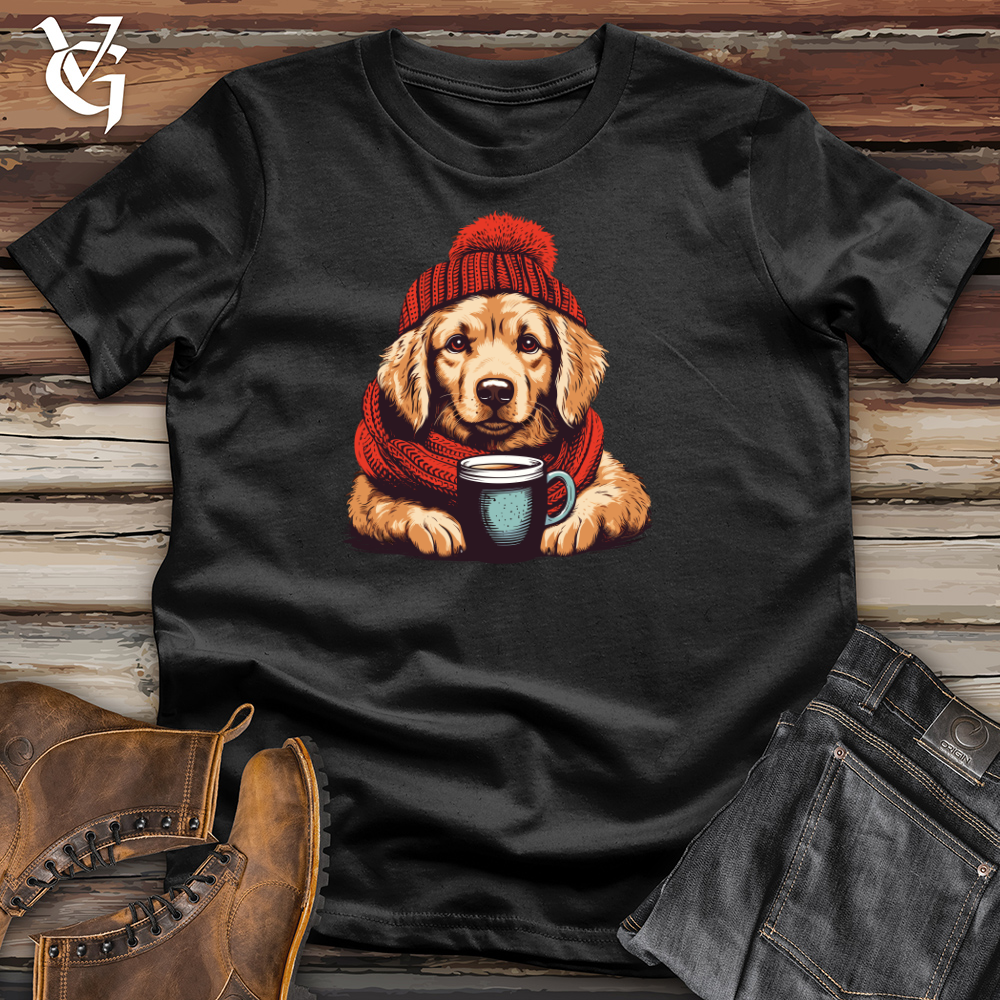 Viking Goods Retro Pom Pom Golden Retriever Cotton Tee Black / L