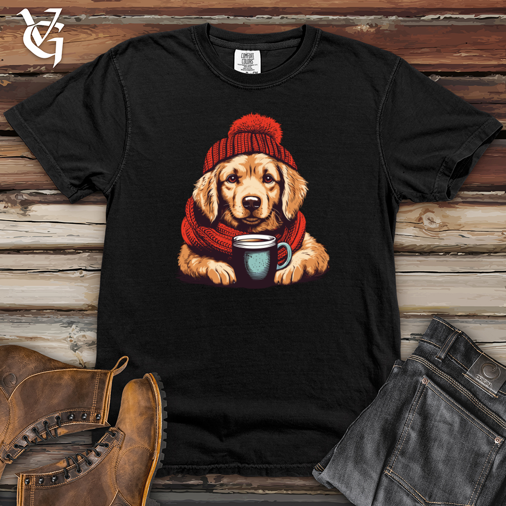 Viking Goods Retro Pom Pom Golden Retriever Heavy Cotton Comfort Colors Tee Black / L