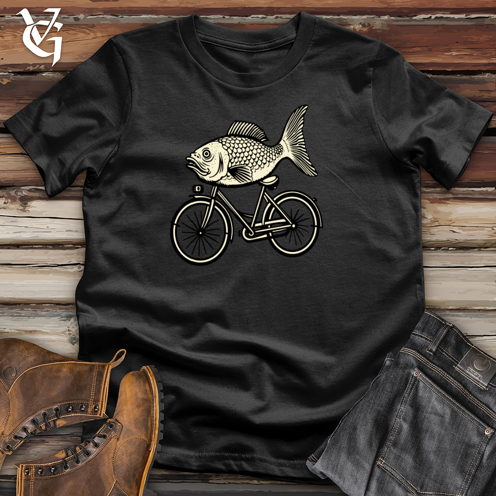 Viking Goods Retro Riding Fish Cotton Tee Black / L
