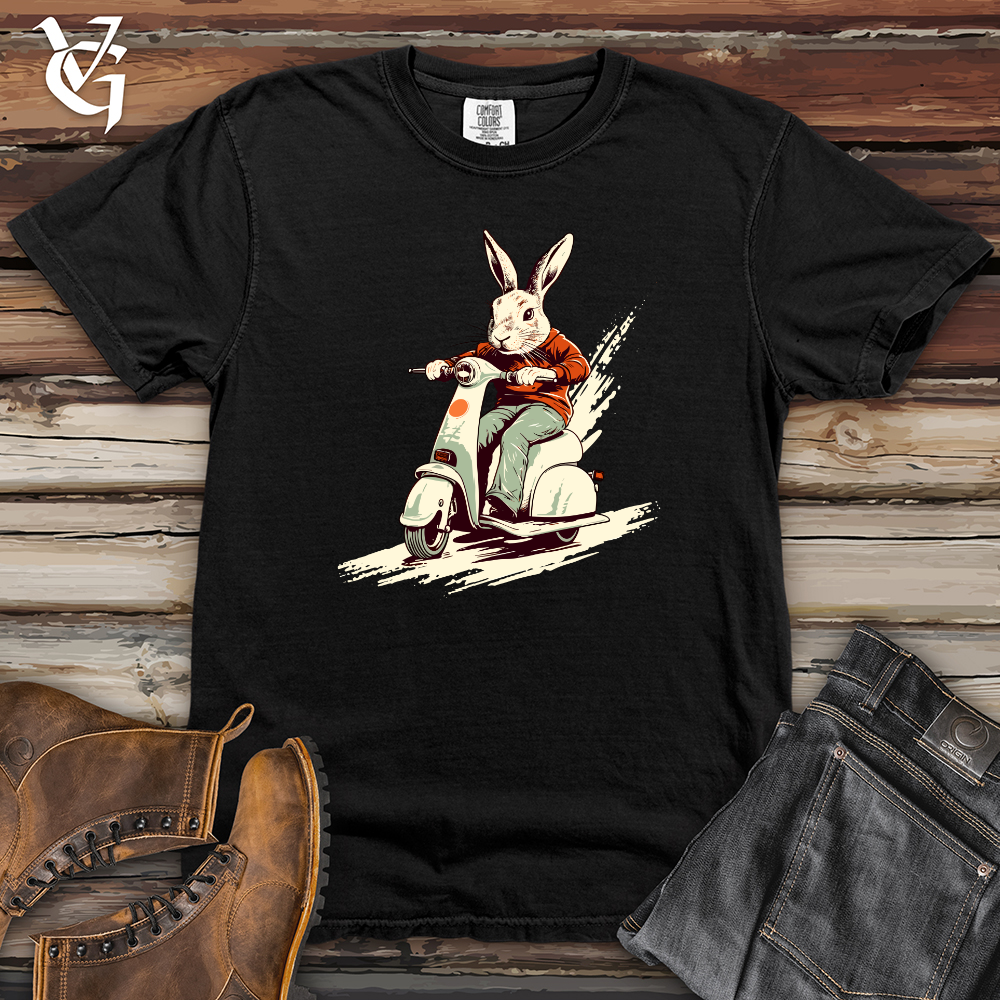 Viking Goods Retro Scooting Rabbit Heavy Cotton Comfort Colors Tee Black / L