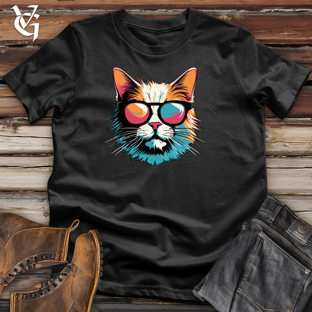 Viking Goods Retro Shades Cat  Cotton Tee Black / L
