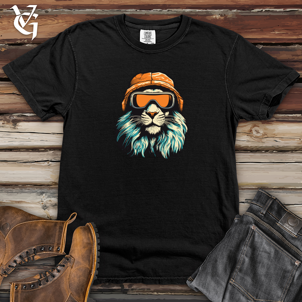 Viking Goods Retro Ski Mask Lion Heavy Cotton Comfort Colors Tee Black / L