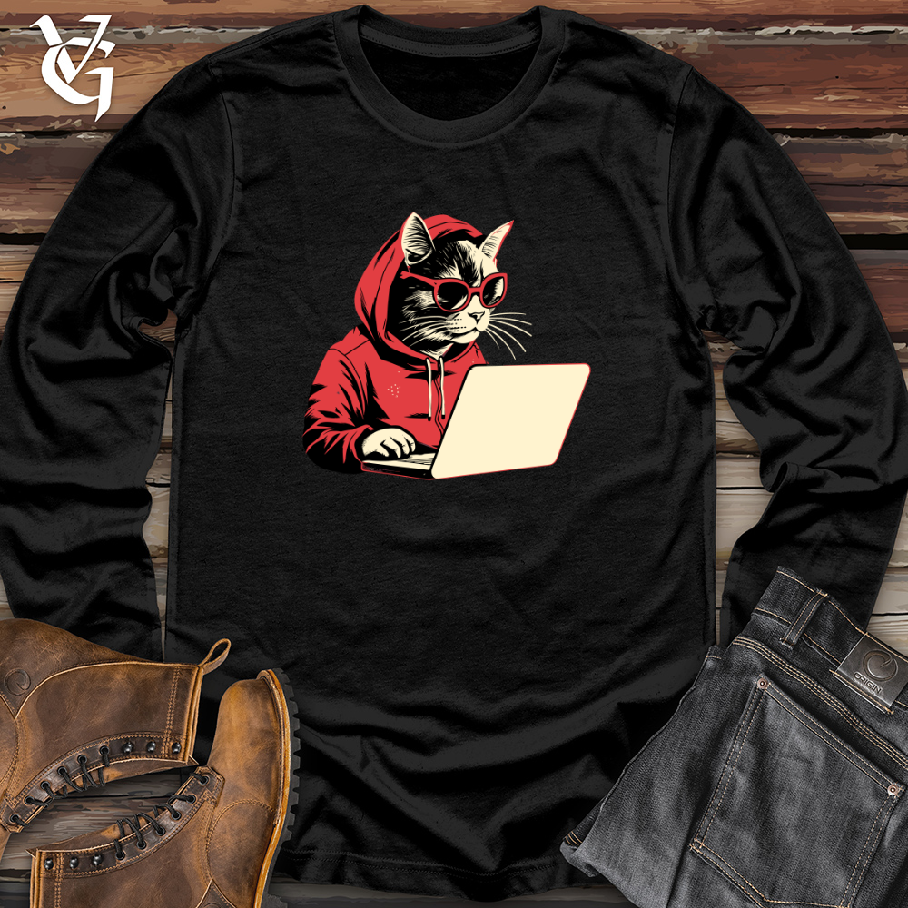 Viking Goods Retro Techy Cat Long Sleeve Black / L