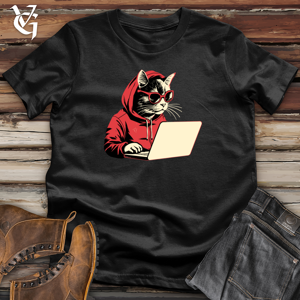 Viking Goods Retro Techy Cat Softstyle Tee Black / L