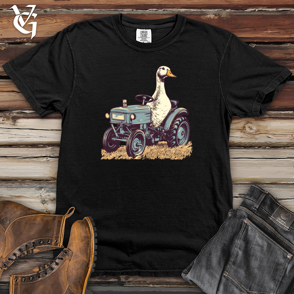 Viking Goods Retro Tractor Riding Duck Heavy Cotton Comfort Colors Tee Black / L
