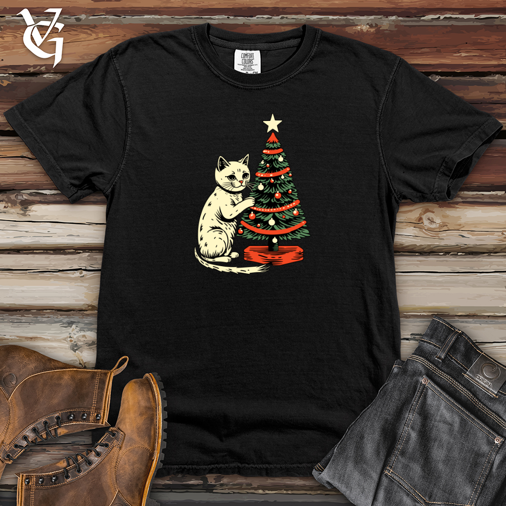 Viking Goods Retro Tree Trimming Cat Heavy Cotton Comfort Colors Tee Black / L