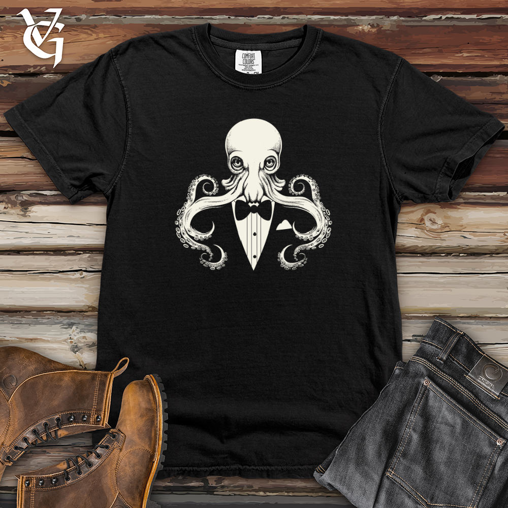 Viking Goods Retro Tuxedo Octopus Heavy Cotton Comfort Colors Tee Black / L