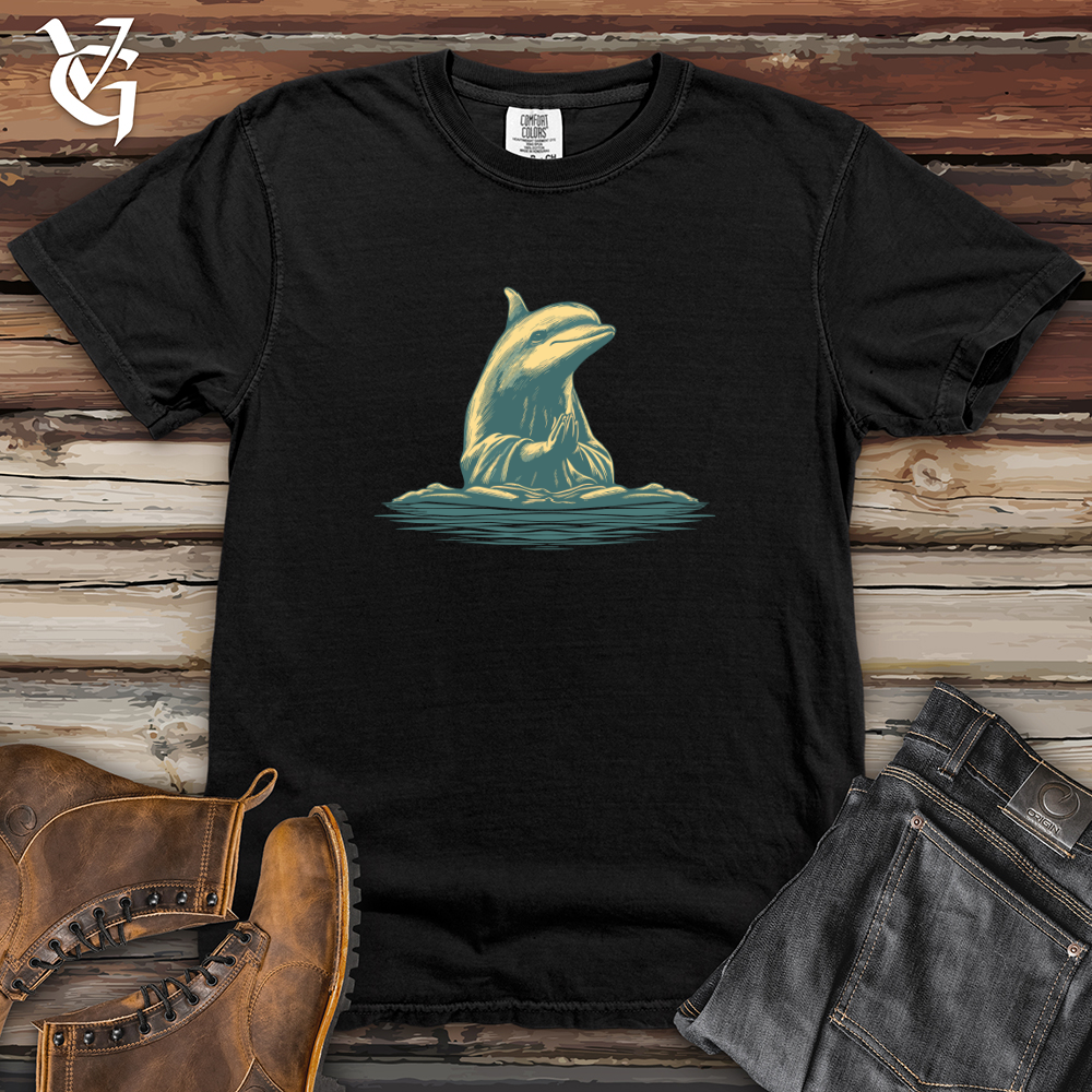 Viking Goods Retro Zen Dolphin Heavy Cotton Comfort Colors Tee Black / L
