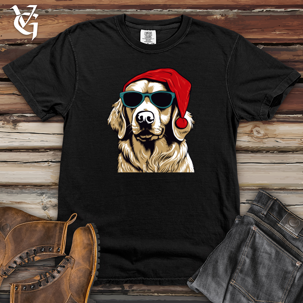 Viking Goods Santa Paws Golden Retriever Heavy Cotton Comfort Colors Tee Black / L