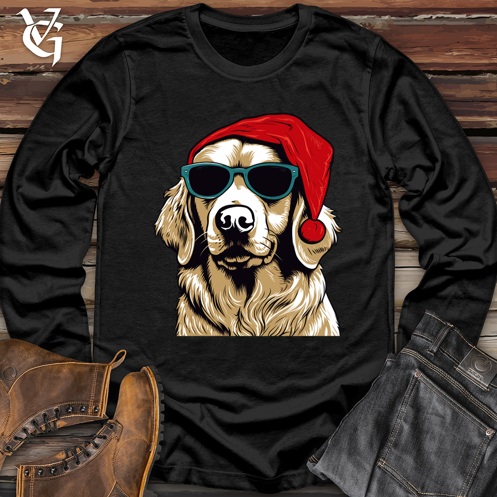 Viking Goods Santa Paws Golden Retriever Softstyle Long Sleeve Black / L