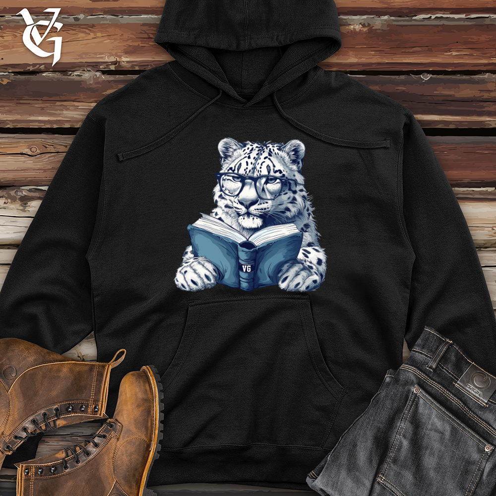 Viking Goods Scholarly Snow Leopard Midweight Hooded Sweatshirt Black / L