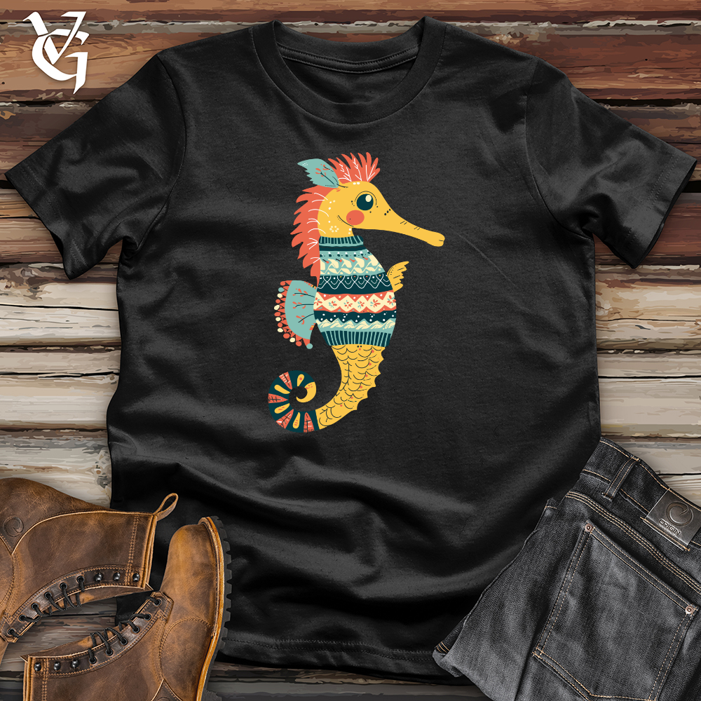 Viking Goods Seahorse Cozy Pattern Softstyle Tee Black / L