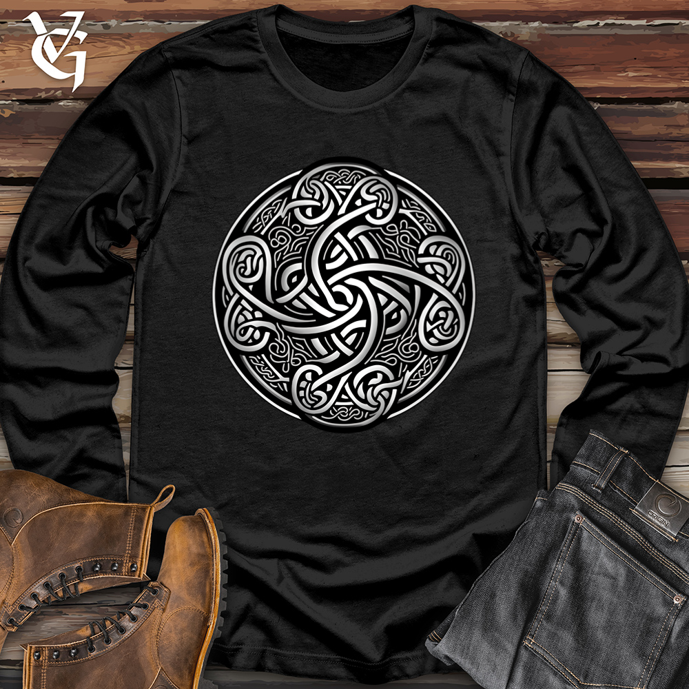 Viking Goods Silver Celtic Knot Softstyle Long Sleeve Black / L