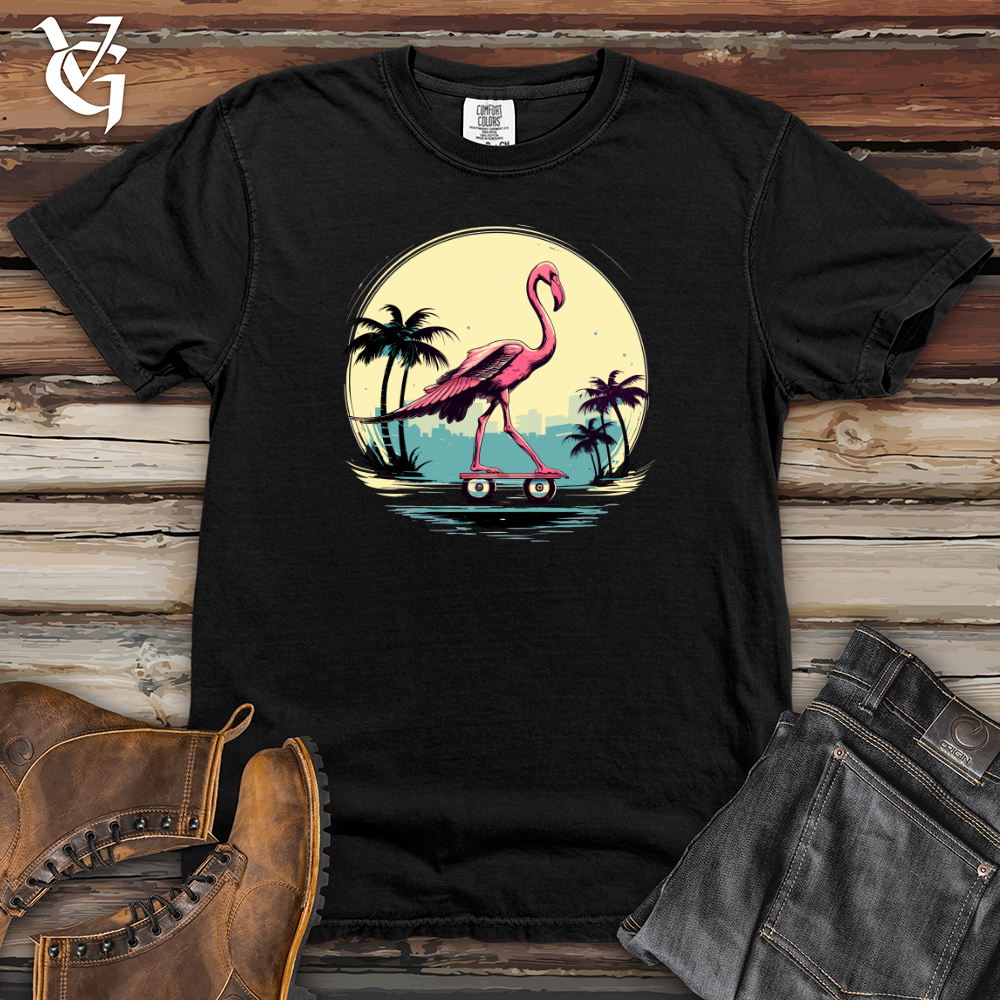 Viking Goods Skateboarding Flamingo Sunset Heavy Cotton Comfort Colors Tee Black / L