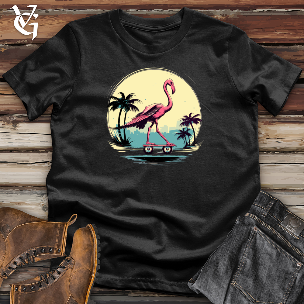 Viking Goods Skateboarding Flamingo Sunset Softstyle Tee Black / L