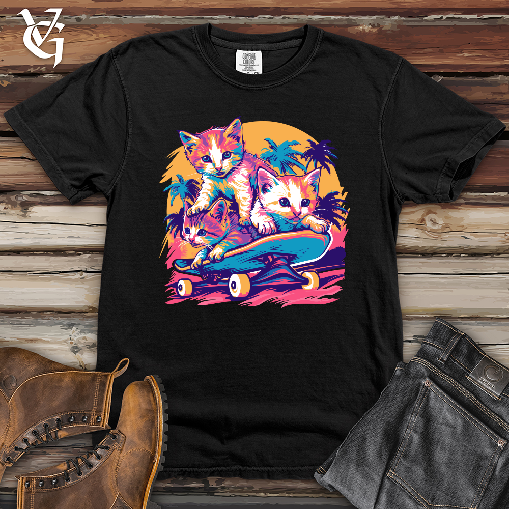 Viking Goods Skater Kittens Escape Heavy Cotton Comfort Colors Tee Black / L