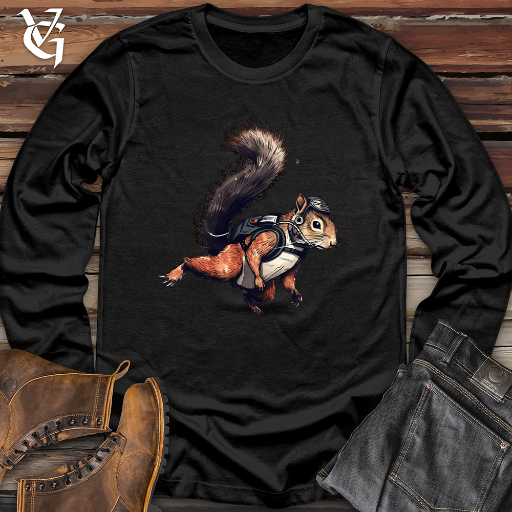 Viking Goods Skydiving Squirrel Softstyle Long Sleeve Black / L