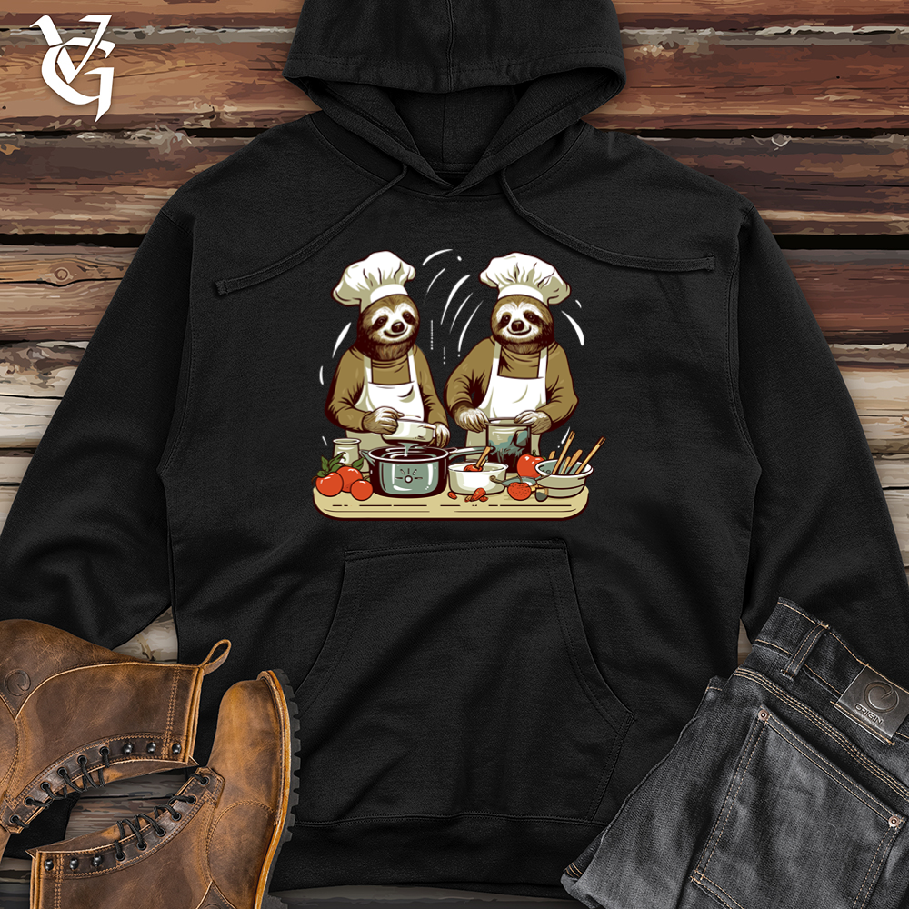 Viking Goods Sloth Chefs Gourmet Midweight Hooded Sweatshirt Black / L