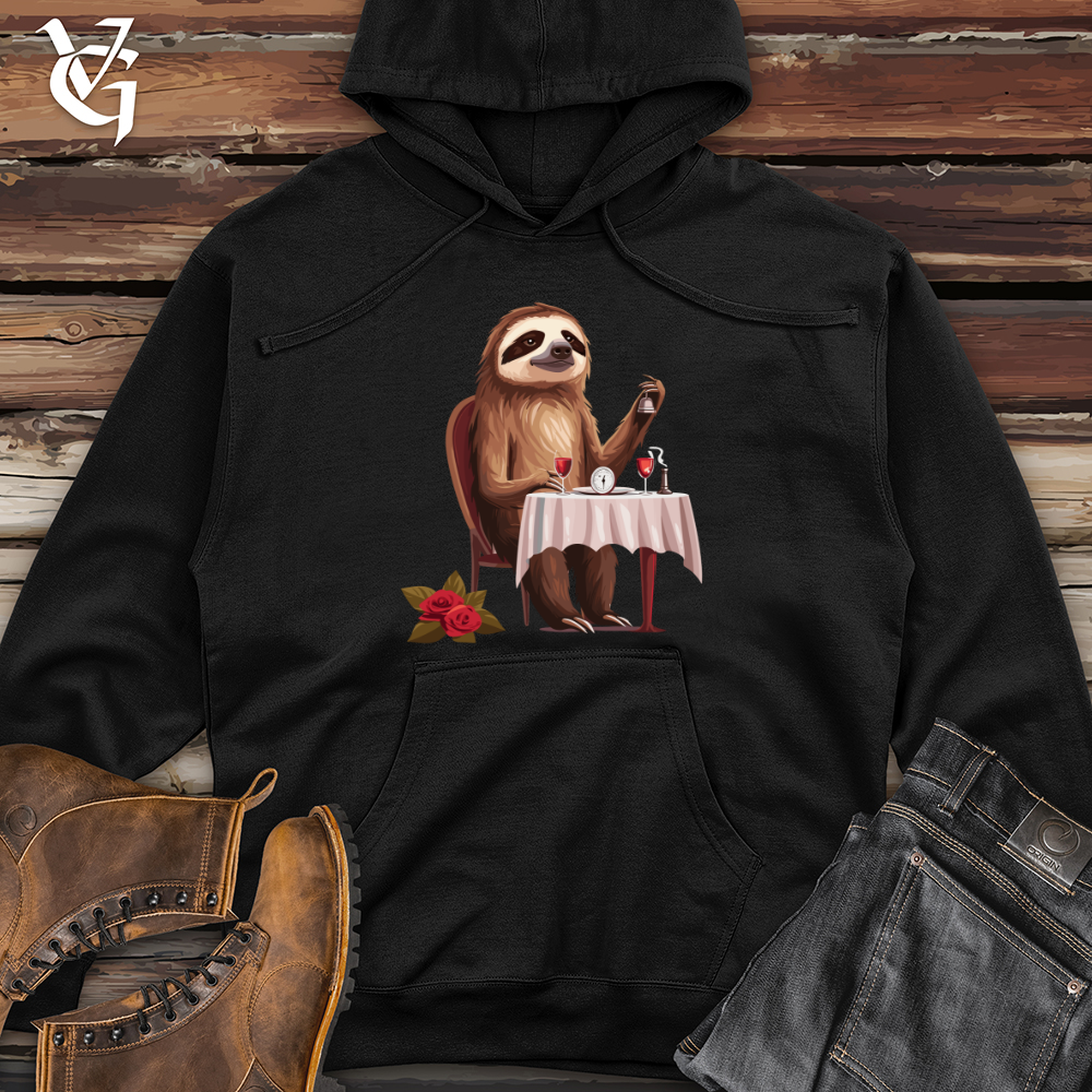 Viking Goods Sloth Fine Dining Midweight Hooded Sweatshirt Army / L