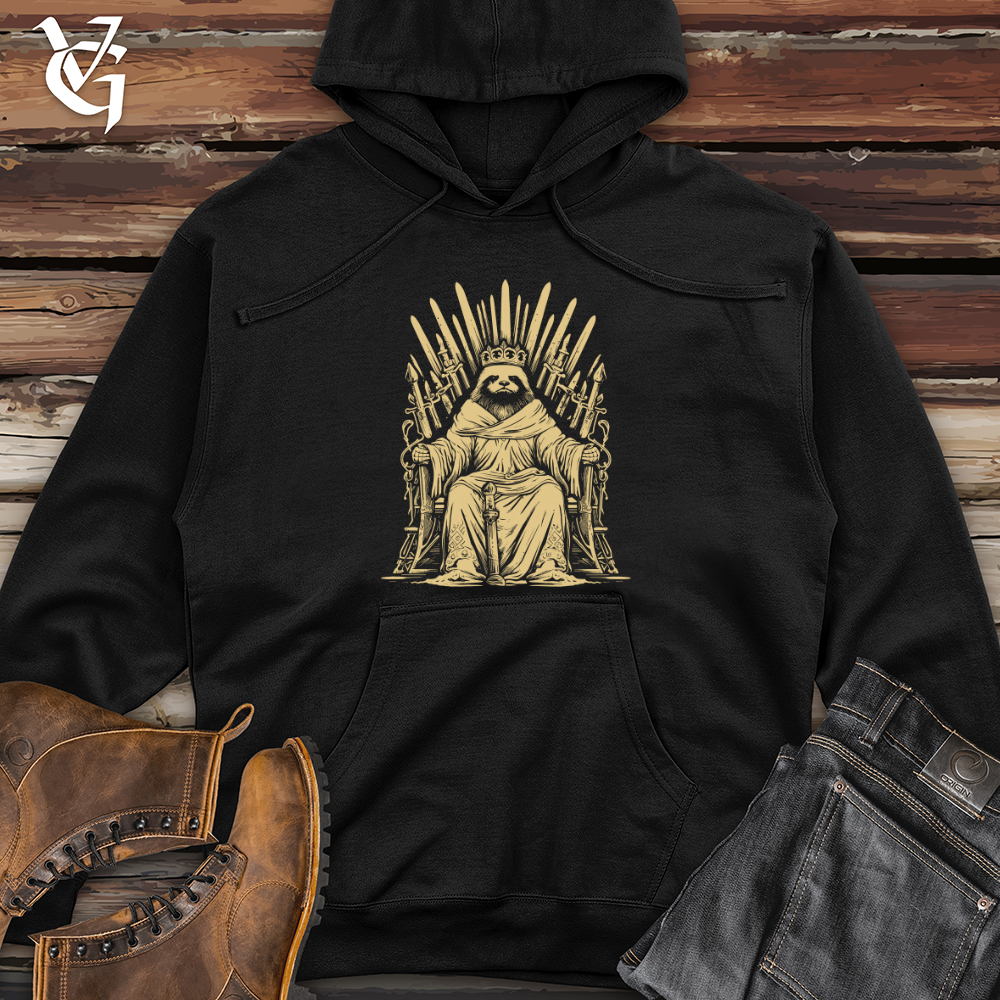 Viking Goods Sloth Regal Throne Midweight Hooded Sweatshirt Black / L