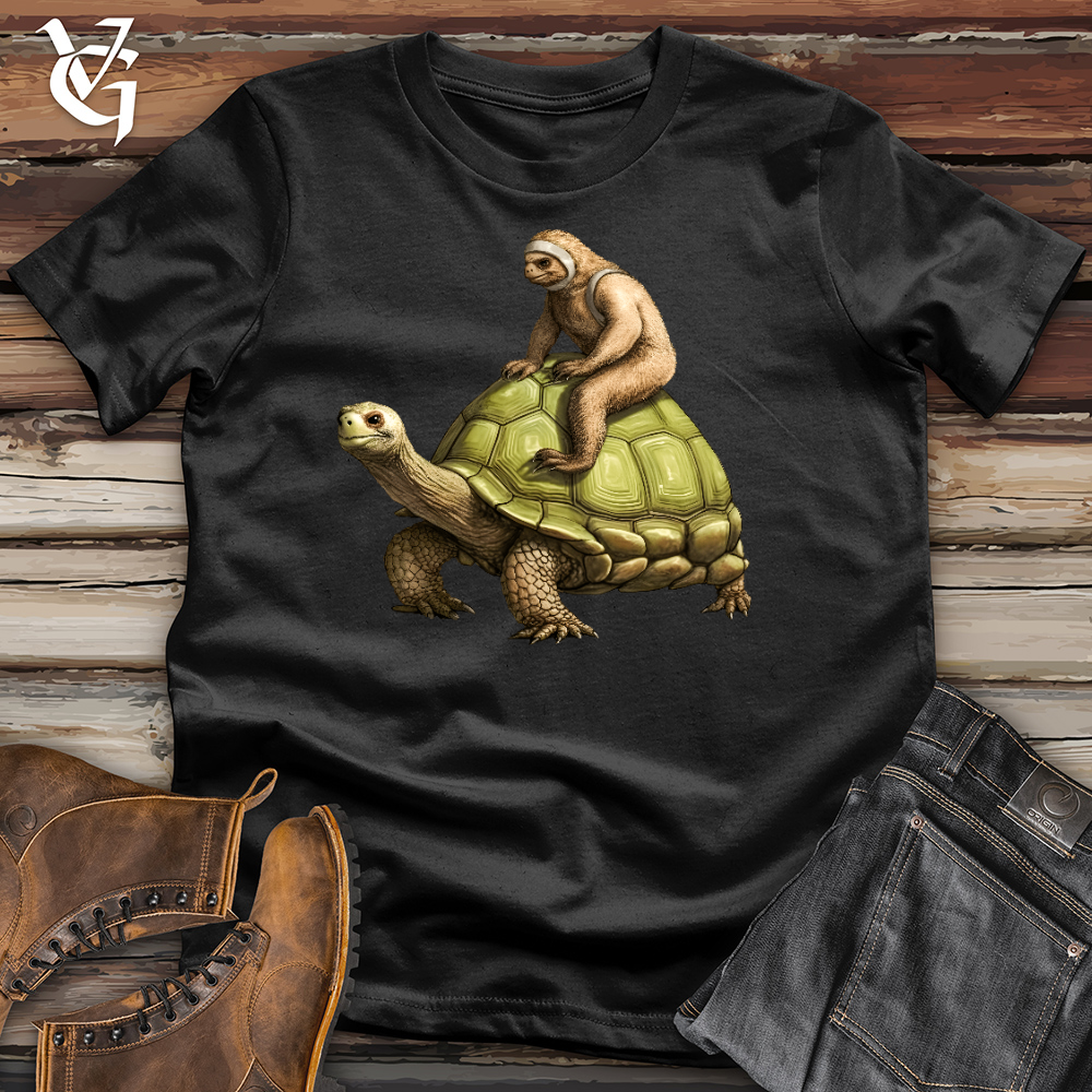 Viking Goods Sloth Riding The Turtle Cotton Tee Black / L
