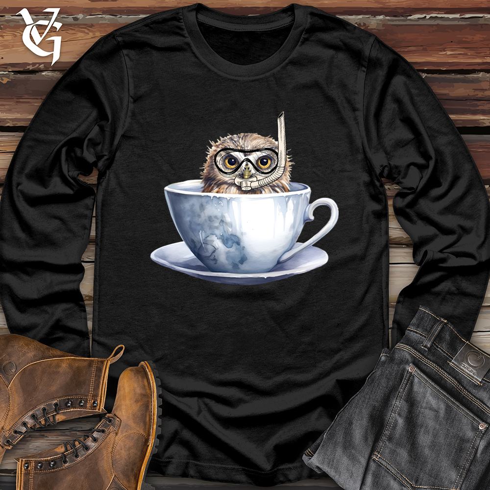 Viking Goods Snorkeling Owl Softstyle Long Sleeve Black / L