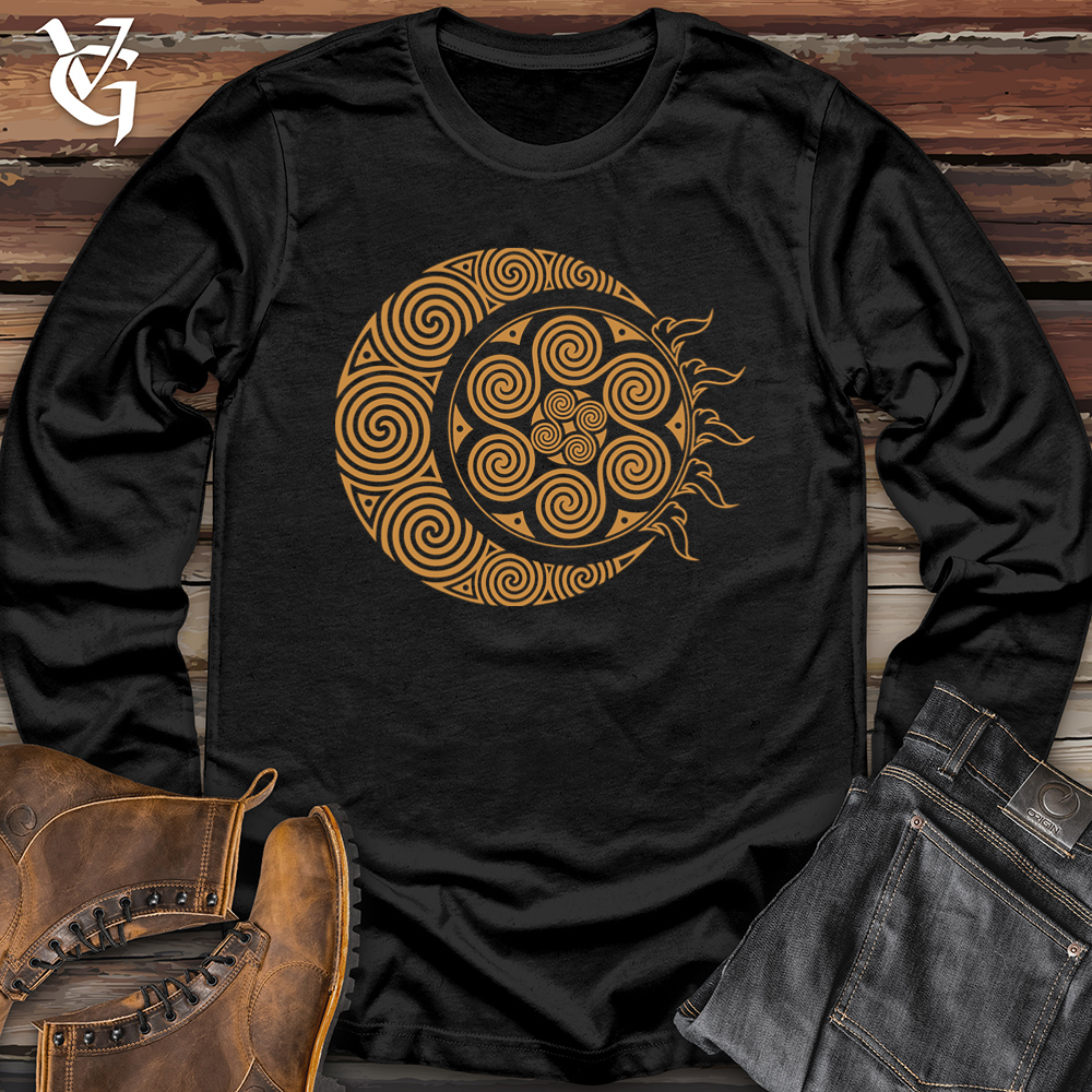 Viking Goods Spiral Celtic Moon 01 Softstyle Long Sleeve Black / L