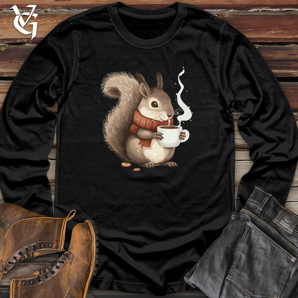 Viking Goods Squirrel Cozy Coffee Long Sleeve Black / L