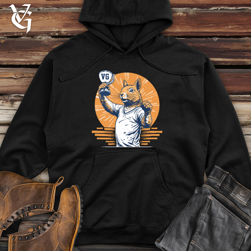 Viking Goods Squirrel Victory Cheer Midweight Hooded Sweatshirt Black / L