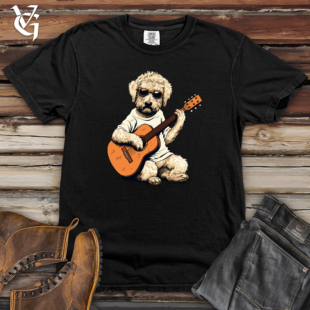 Viking Goods Strumming Doodle Dog Melody Heavy Cotton Comfort Colors Tee Black / L