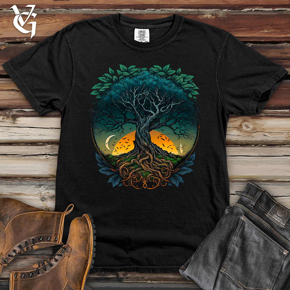 Viking Goods Sunset Yggdrasil Heavy Cotton Comfort Colors Tee Black / L