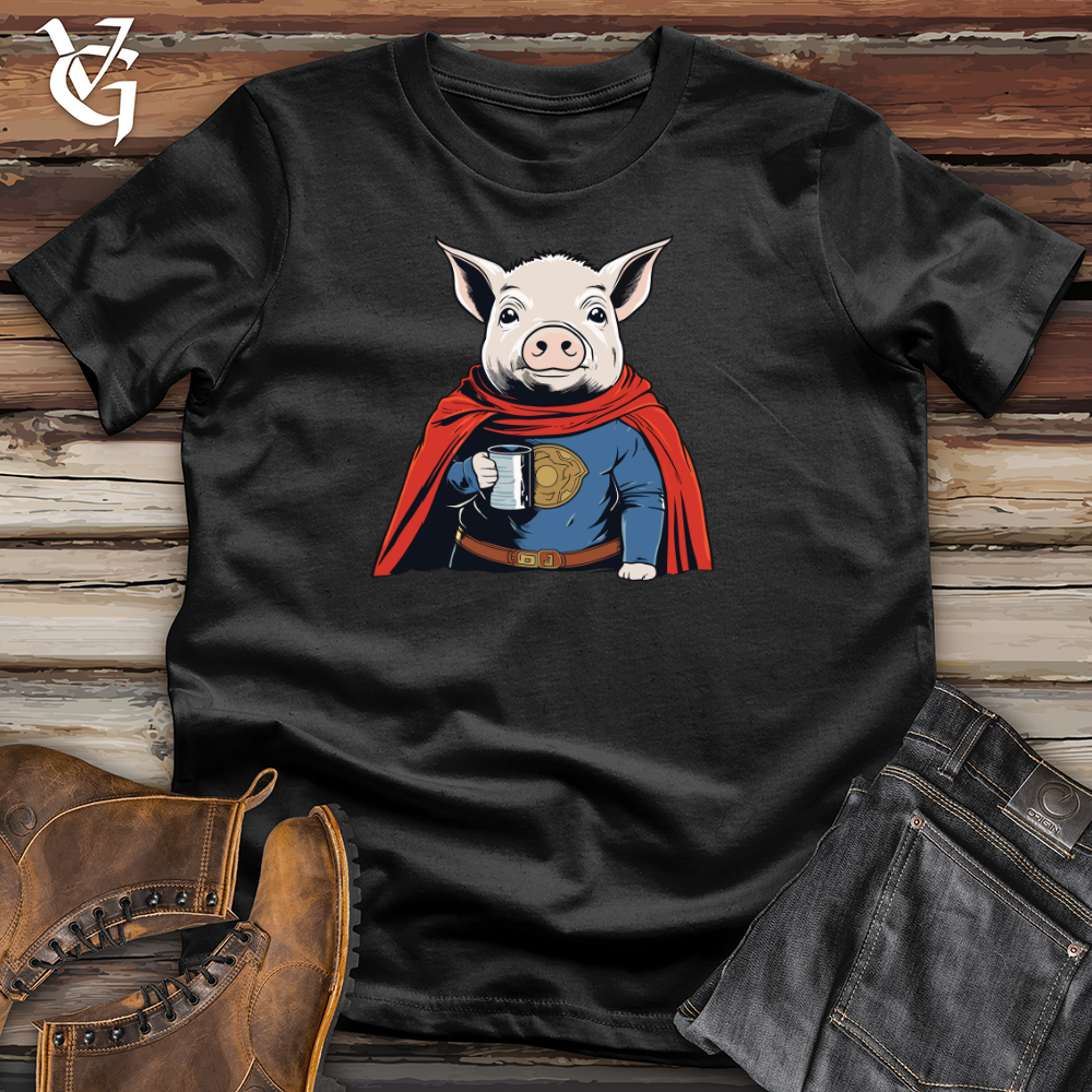 Viking Goods Super Hero Pig Cotton Tee Black / L
