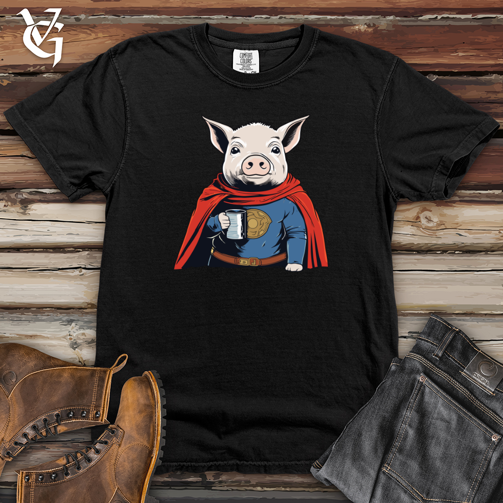 Viking Goods Super Hero Pig Heavy Cotton Comfort Colors Tee Black / L