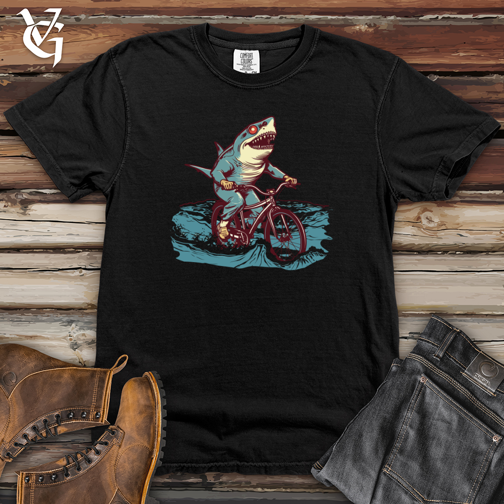 Viking Goods Surfing Shark Wheels Heavy Cotton Comfort Colors Tee Black / L