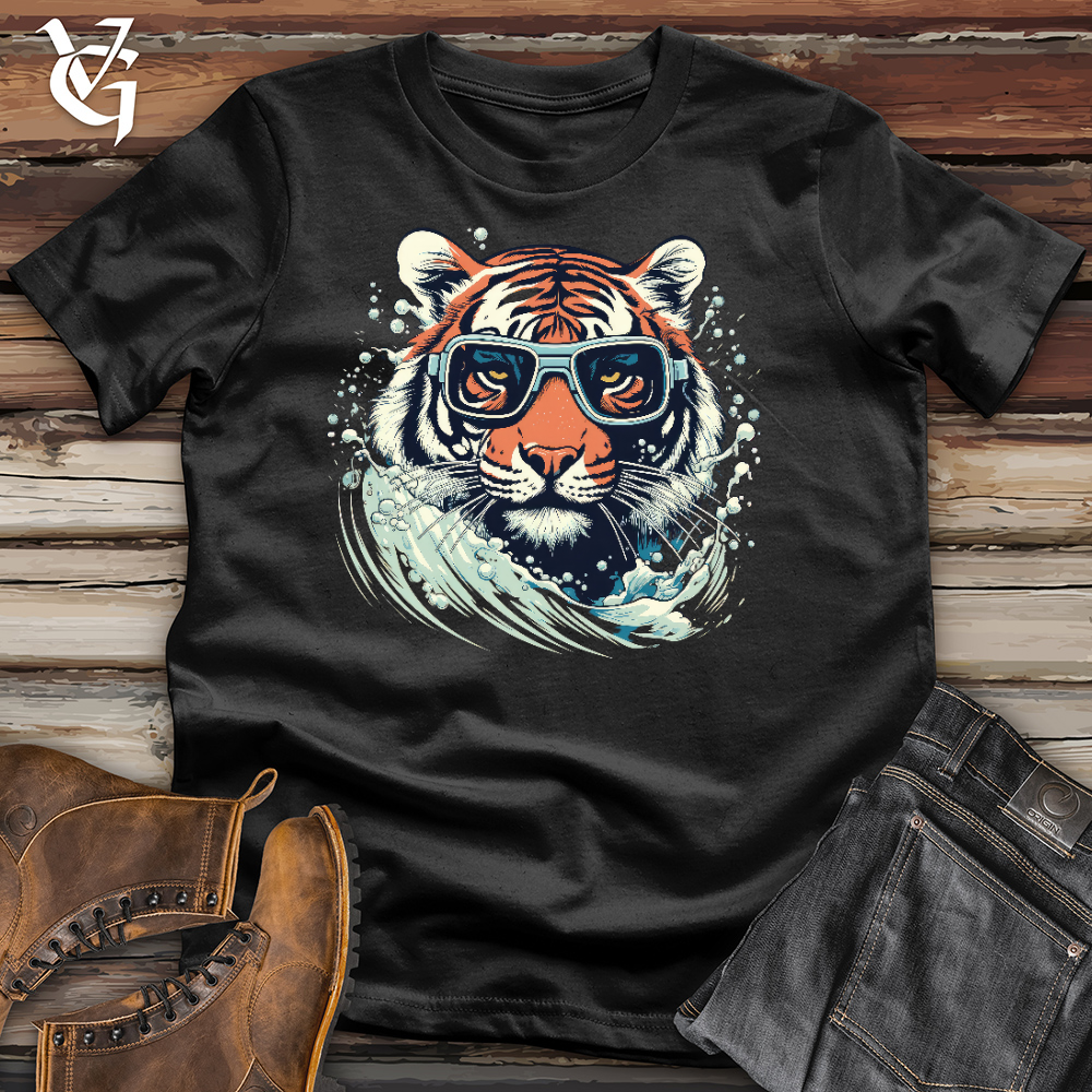 Viking Goods Swimming Tiger Cotton Tee Black / L