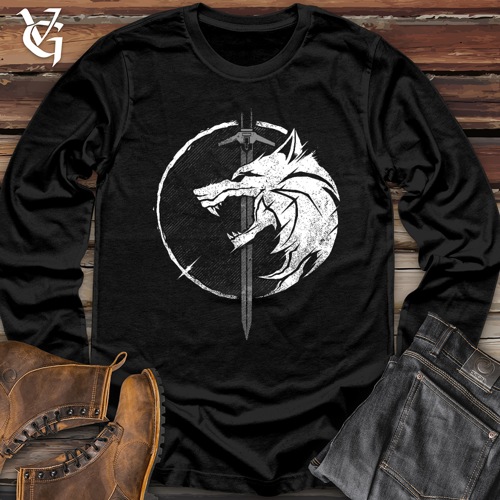 Viking Goods Sword and the Wolf Long Sleeve Black / L