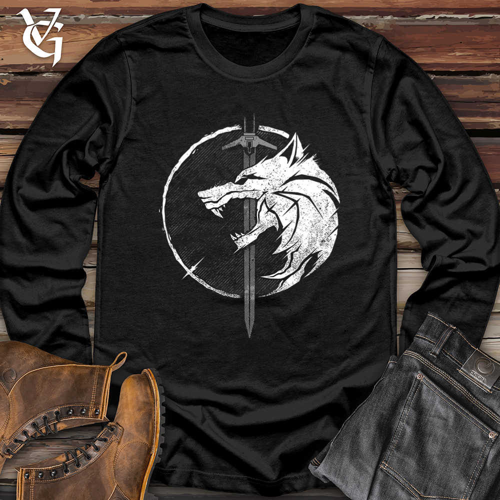 Viking Goods Sword and the Wolf Softstyle Long Sleeve Black / L